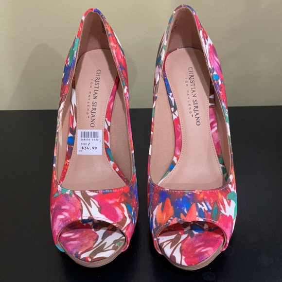 Size 7 Stiletto floral heel never worn - Picture 3 of 4